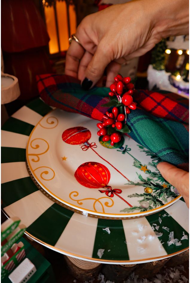 Prato de Sobremesa Bolas de Natal Ø19 Prato de Sobremesa Bolas de Natal Ø19