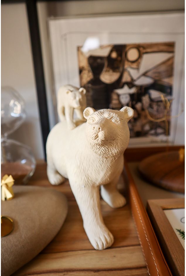 Escultura Decorativa Ursos Branca