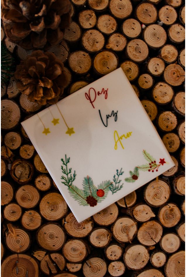 Mini Azulejo de Natal Paz, Luz e Amor Mimo Galeria