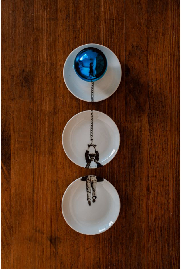 Painel de Pratos Bola Azul Greghi Design 3pçs Painel de Pratos Bola Azul Greghi Design 3pçs