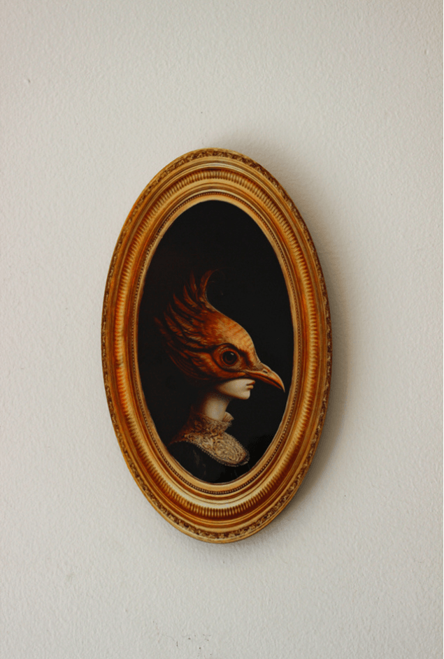Azulejo Decorativo Oval Retrato Pássaro I Greghi Design