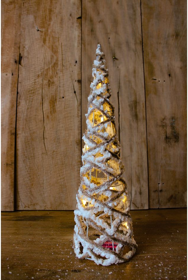 Árvore Cone Rústico Tecido Juta e Led P