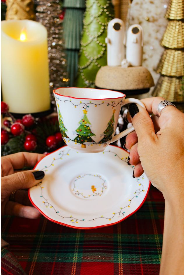 Xícara Com Pires Noite Feliz Xícara Com Pires Noite Feliz