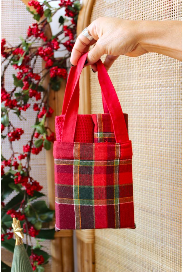 Cj. Panos de Copa com Bolsinha Xadrez Cj. Panos de Copa com Bolsinha Xadrez