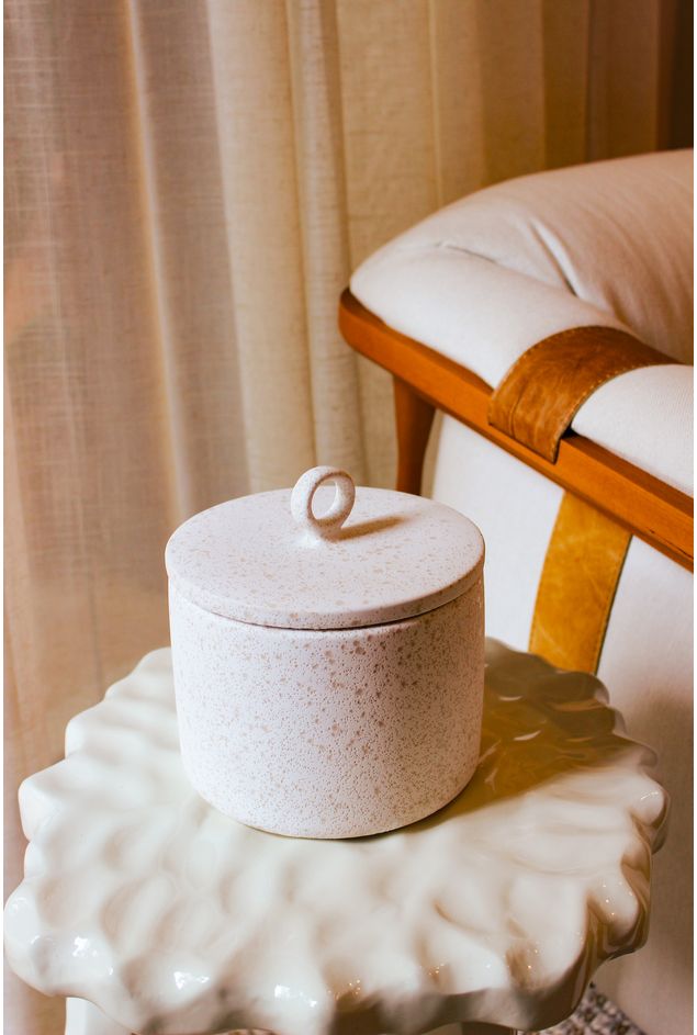 Pote Decorativo Cerâmica Branco Envelhecido P