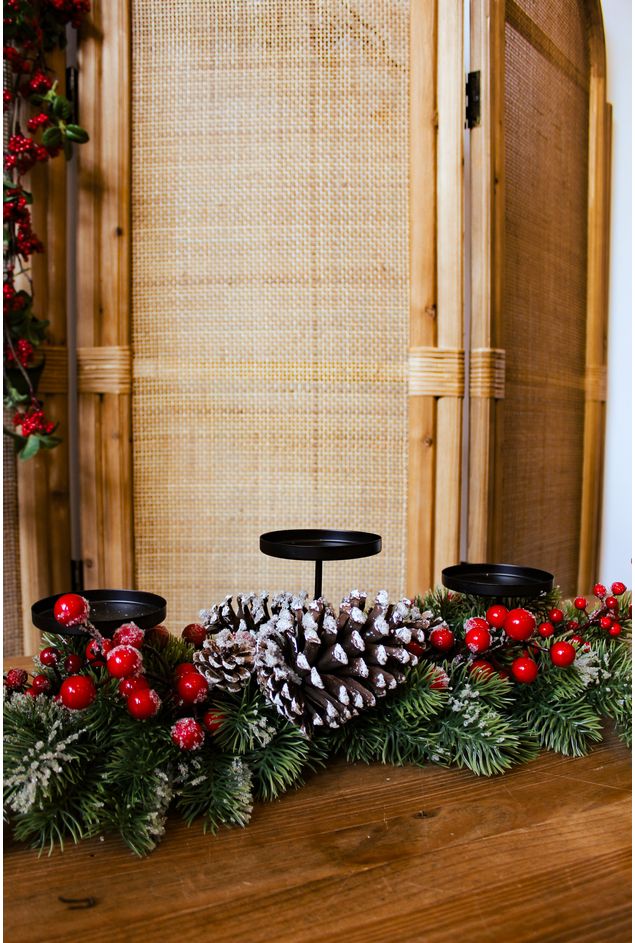 Suporte de Velas Folhas e Frutas
