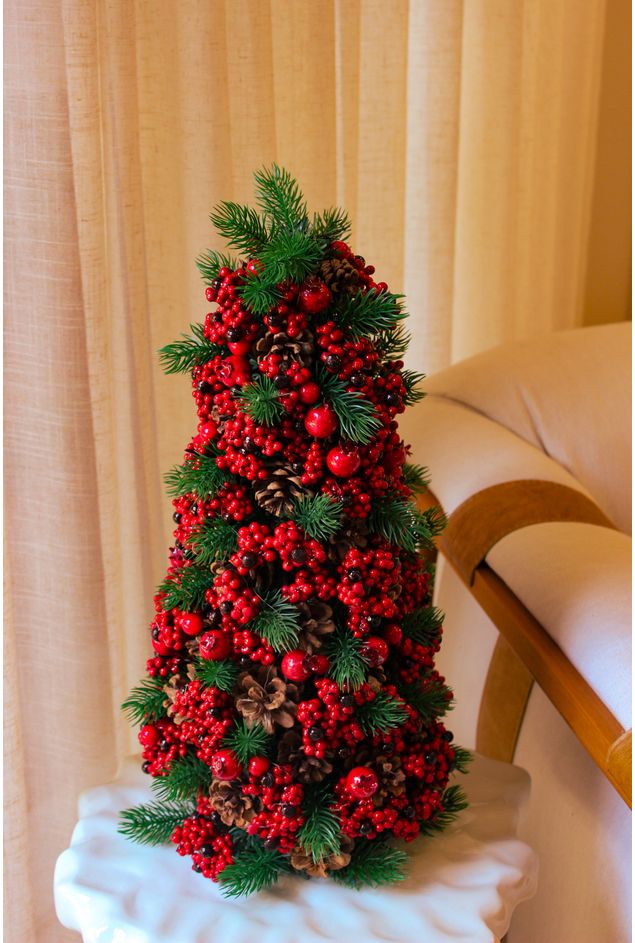 Mini Árvore de Natal Vermelha Natal Mini Árvore de Natal Vermelha