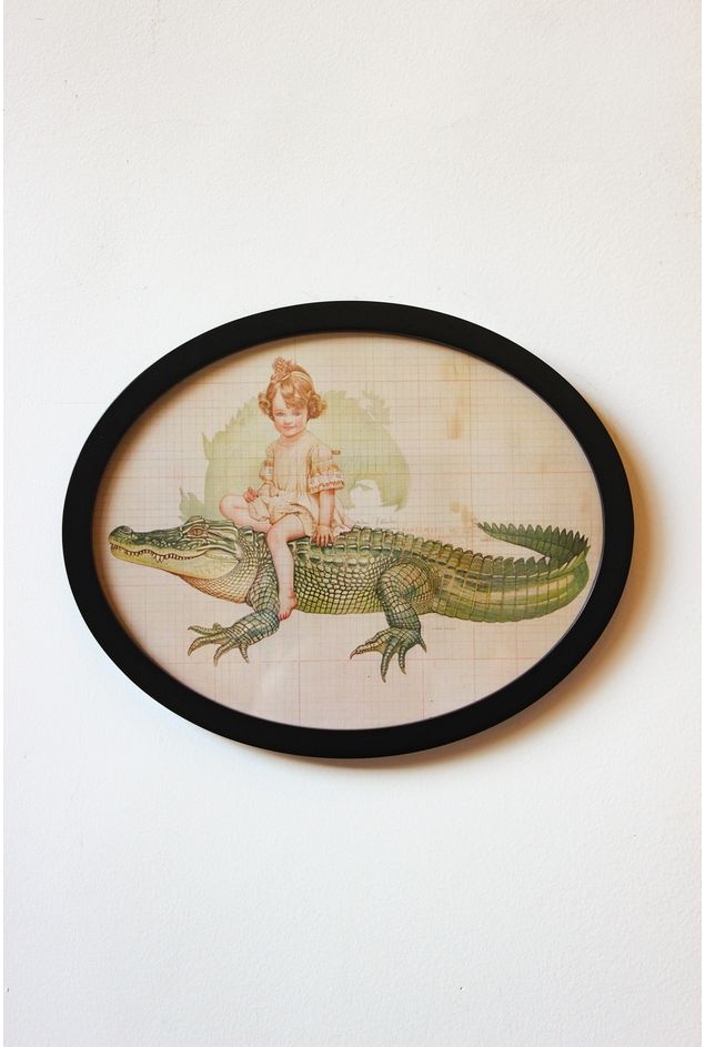 Quadro Oval Jacaré Greghi Design Quadro Oval Jacaré Greghi Design