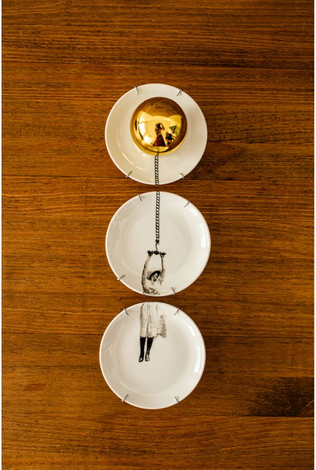 Painel de Pratos Bola Dourada Greghi Design 3pçs Painel de Pratos Bola Dourada Greghi Design 3pçs