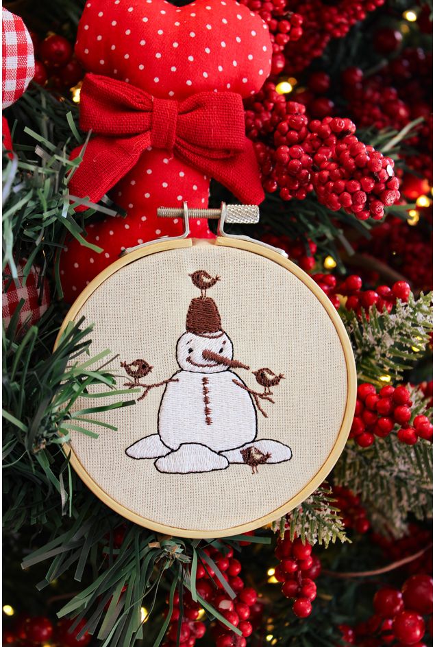 Bastidor Bordado Boneco de Neve Ø11 Casa Lova