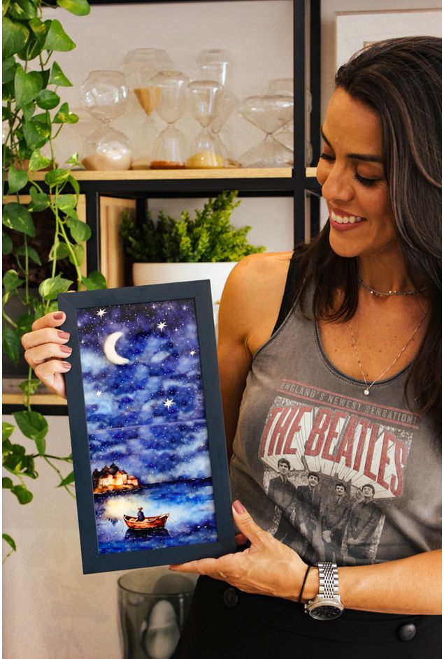 Painel de Azulejos Sonho Estrelado Moldura Mimo Galeria Painel de Azulejos Sonho Estrelado Moldura Mimo Galeria