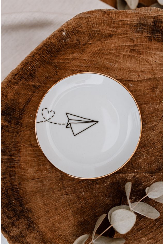 Pratinho Decorativo Aviãozinho Ø9cm Casa Lova