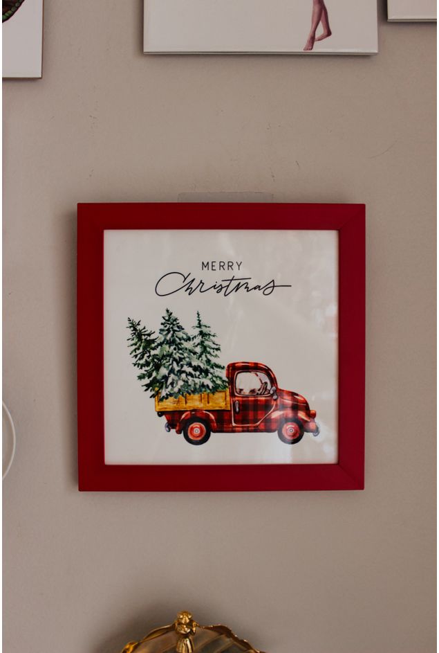 Azulejo de Natal Caminhãozinho Moldura Vermelha Mimo Galeria Azulejo de Natal Caminhãozinho Moldura Vermelha Mimo Galeria