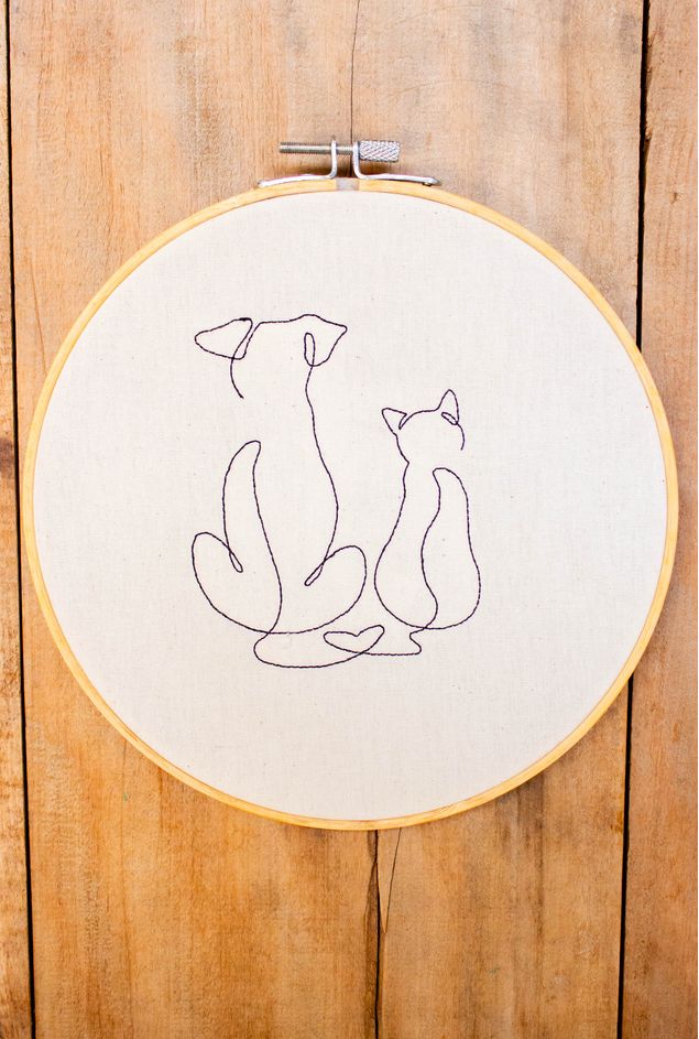 Bastidor Bordado Cão e Gato Casa Lova