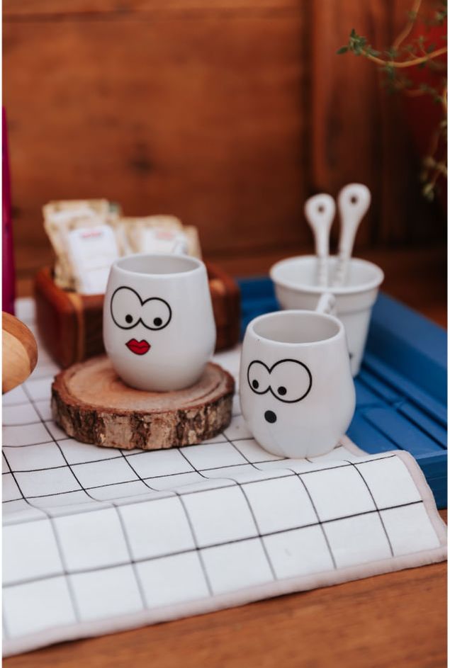 Xícaras de Café Anjinhos Greghi Design 2pçs Xícaras de Café Anjinhos Greghi Design 2pçs