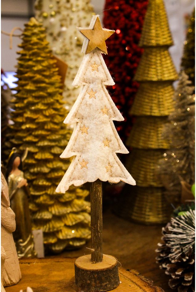 Árvore Decorativa Com Estrela Madeira e Feltro Natal Árvore Decorativa Com Estrela Madeira e Feltro - Natal
