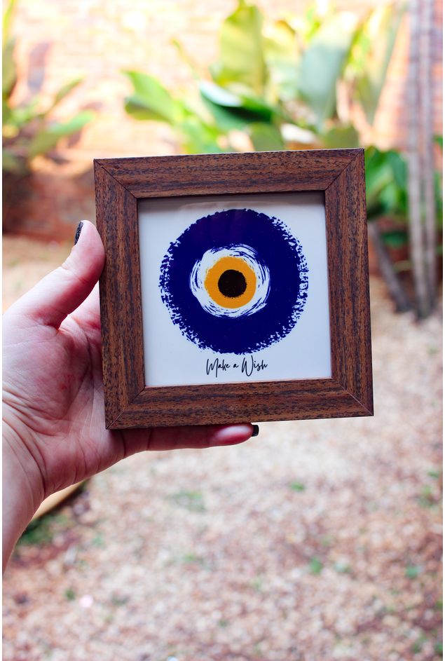 Mini Azulejo Decorativo c/ Moldura Marrom Make a Wish Mimo Galeria Mini Azulejo Decorativo c/ Moldura Marrom Make a Wish Mimo Galeria