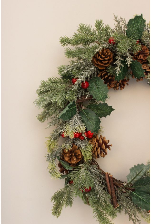 Guirlanda Decorativa Pinha e Berries Clara M Natal Guirlanda Decorativa Pinha e Berries Clara M Natal