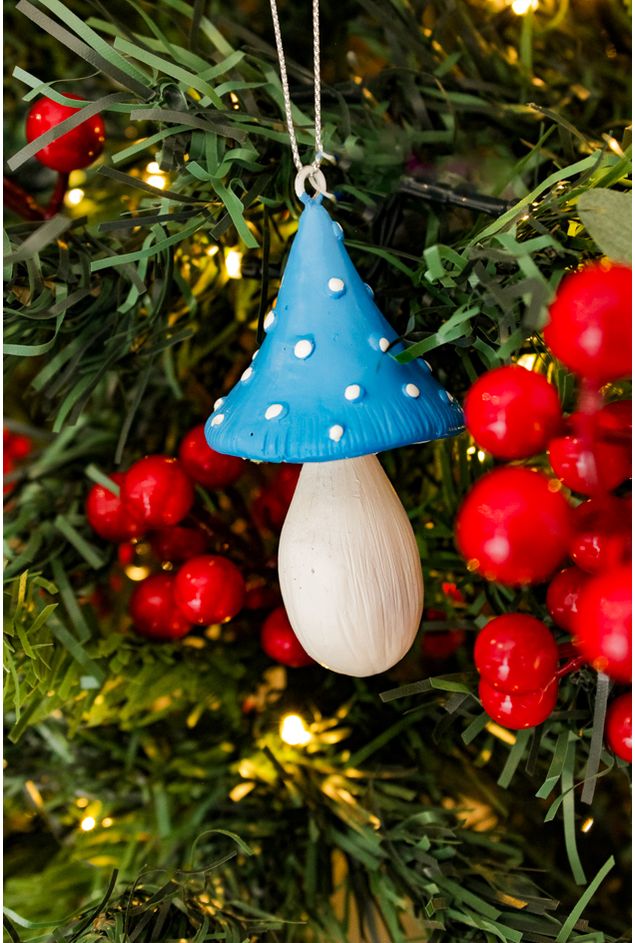 Pingente Cogumelo em Resina Azul Natal Pingente Cogumelo em Resina Azul Natal
