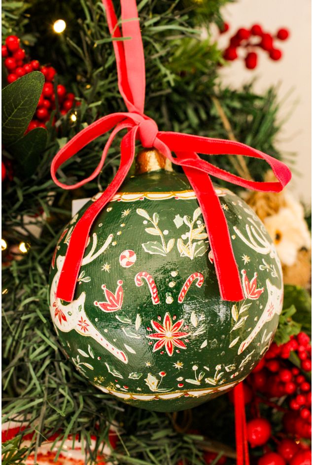 Bola Decorativa Textura Verde Grande Natal Bola Decorativa Textura Verde Grande Natal