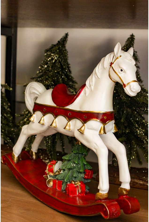 Cavalo de Balanço Em Resina Natal
