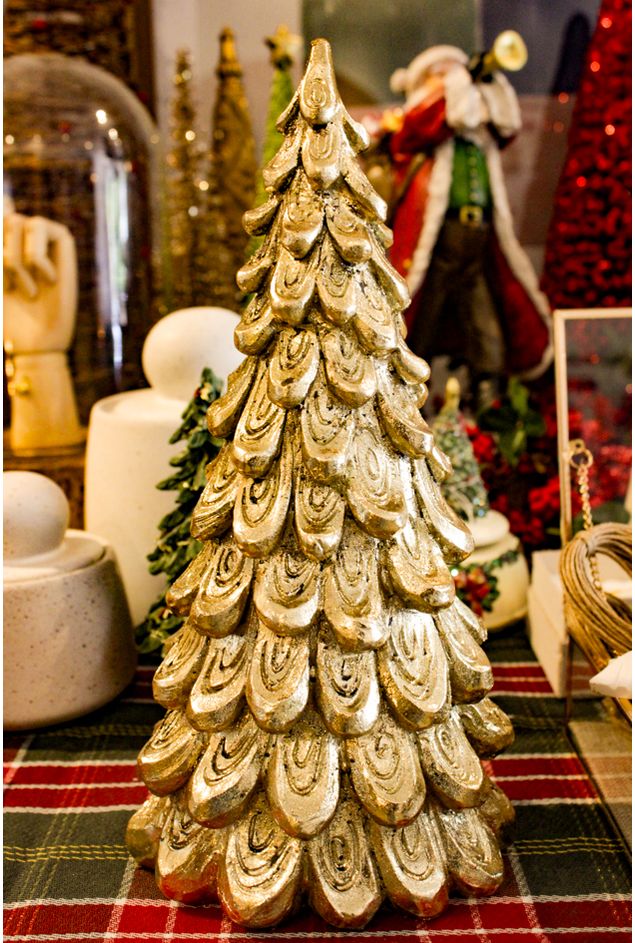 Mini Pinheirinho Resina Dourado Natal Mini Pinheirinho Resina Dourado Natal