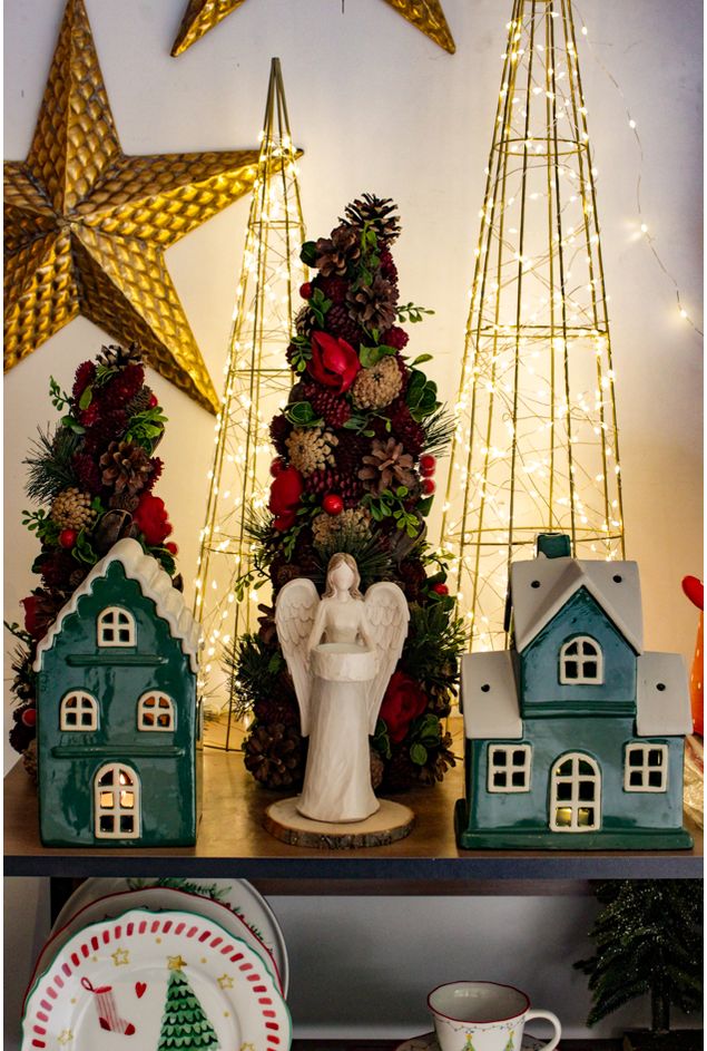 Casa-Decorativa-em-Porcelana-Verde-com-Led-Natal