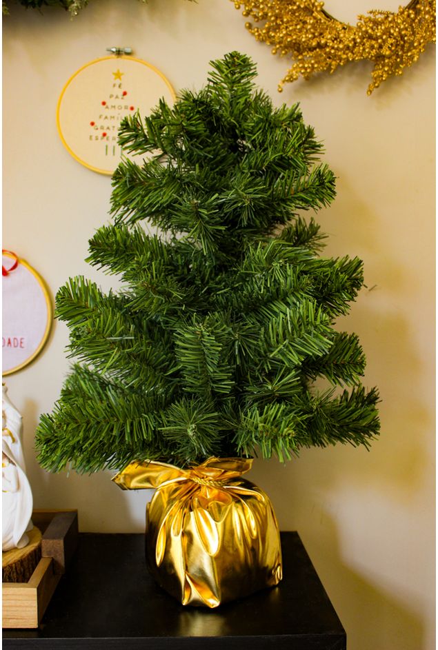 Mini Pinheiro Com Base Ouro Natal Mini Pinheiro Com Base Ouro Natal