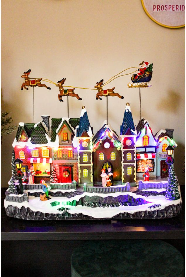 Vila Decorativa Casa e Trenó Grande Natal