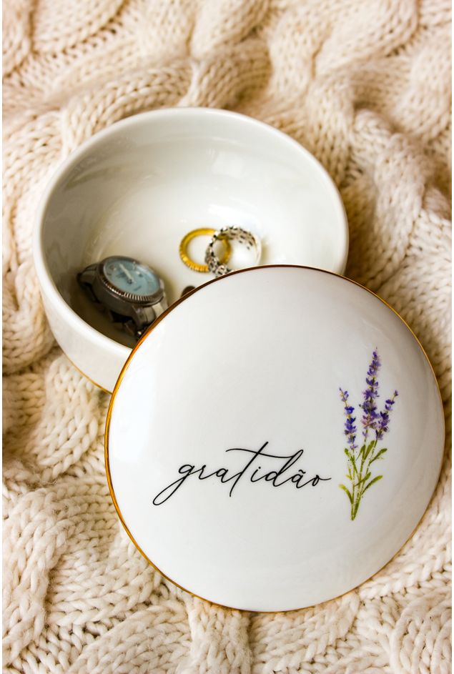 Porta Joia Gratidão Flor Lavanda Mimo Galeria