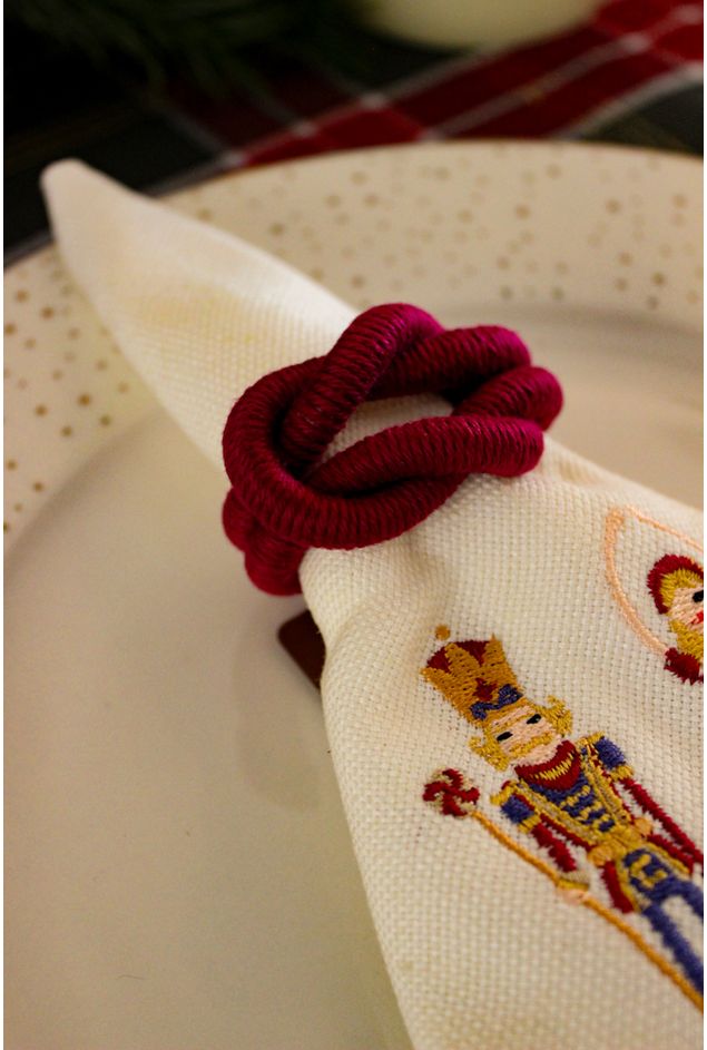 Porta Guardanapo Trançado Duplo Bordô