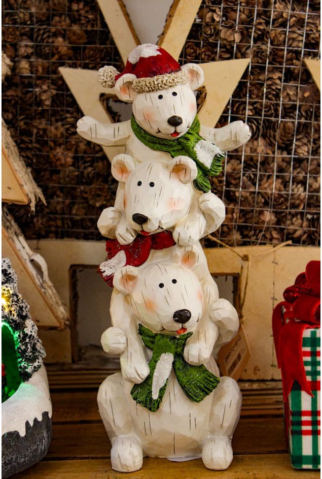 Escultura Ursos Polares em Resina Natal Escultura Ursos Polares em Resina Natal