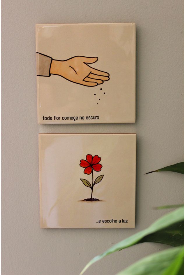 Painel de Azulejos Toda Flor Começa No Escuro Mimo Galeria