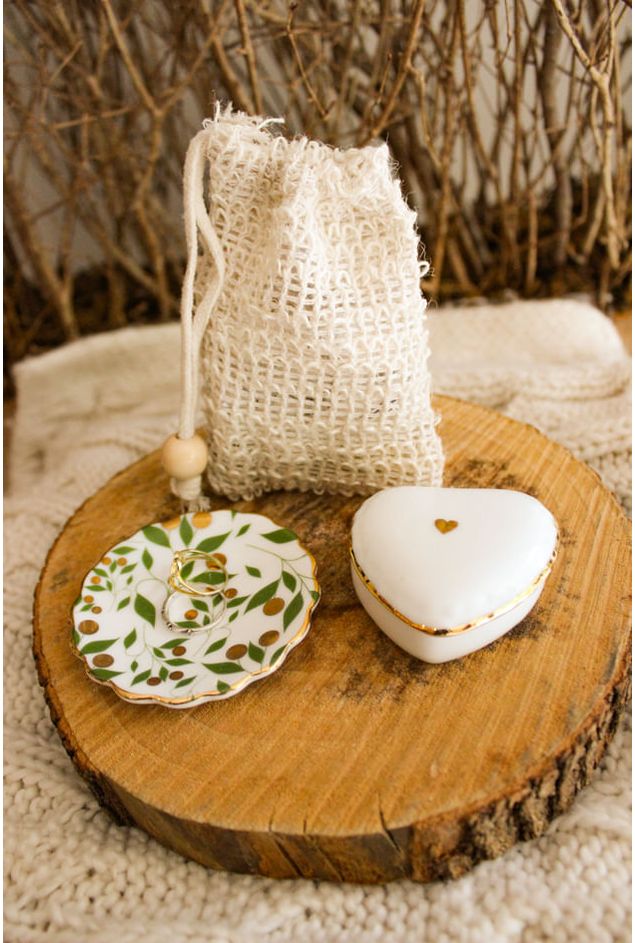 Dupla de Pratinho e Porta Joia Jardim Dourado Mimo Galeria