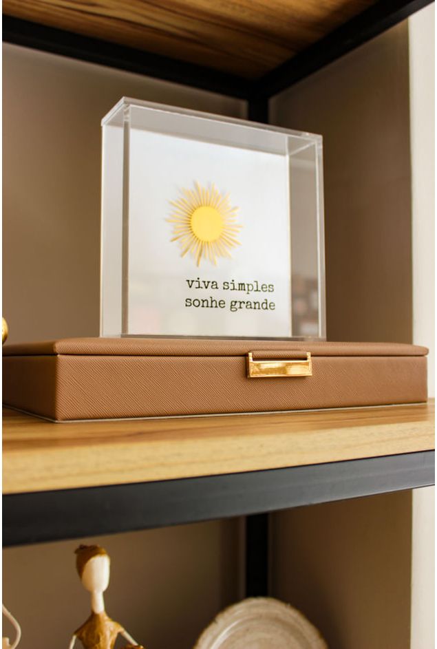 Caixa Decorativa Liso Marrom G